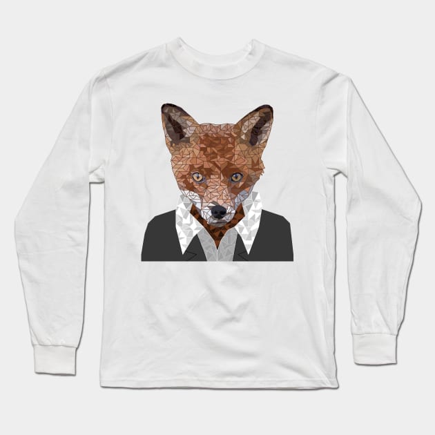 Fox in a Suit Long Sleeve T-Shirt by DavidASmith